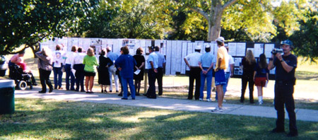The boards draw attention to my display information, 
Hattisburg, Mississippi, November 2001
