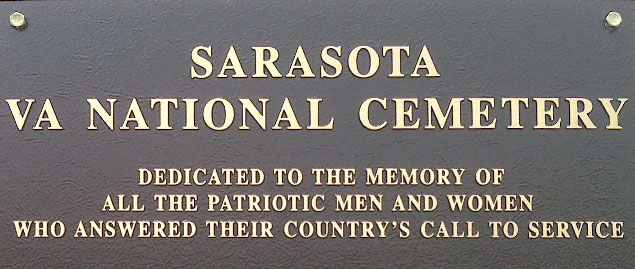 Sarasota National Cemetery Plaque - click to enlarge
